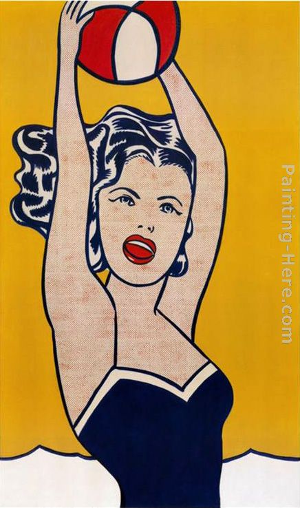Girl with Ball painting - Roy Lichtenstein Girl with Ball art painting